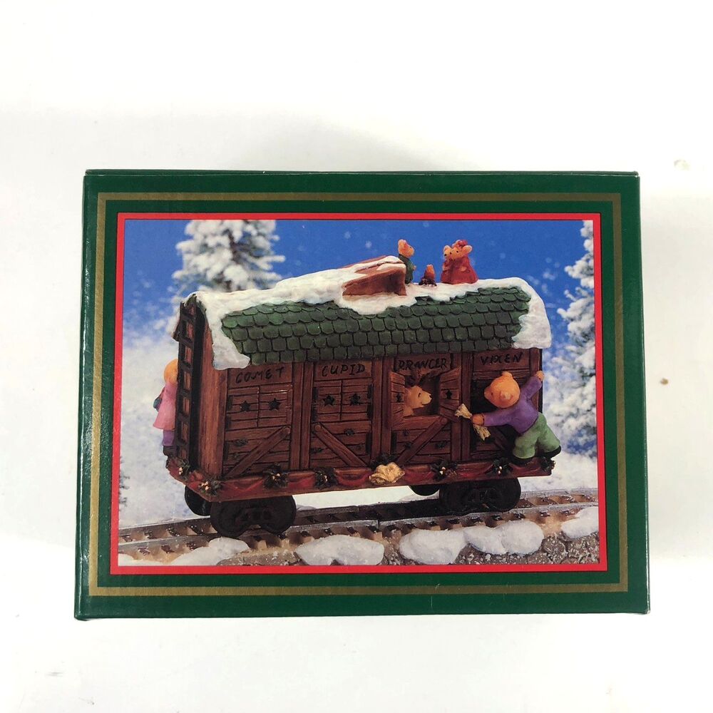 Vtg 1995 World Bazaars NORTH POLE EXPRESS Christmas Reindeer Names Train Car
